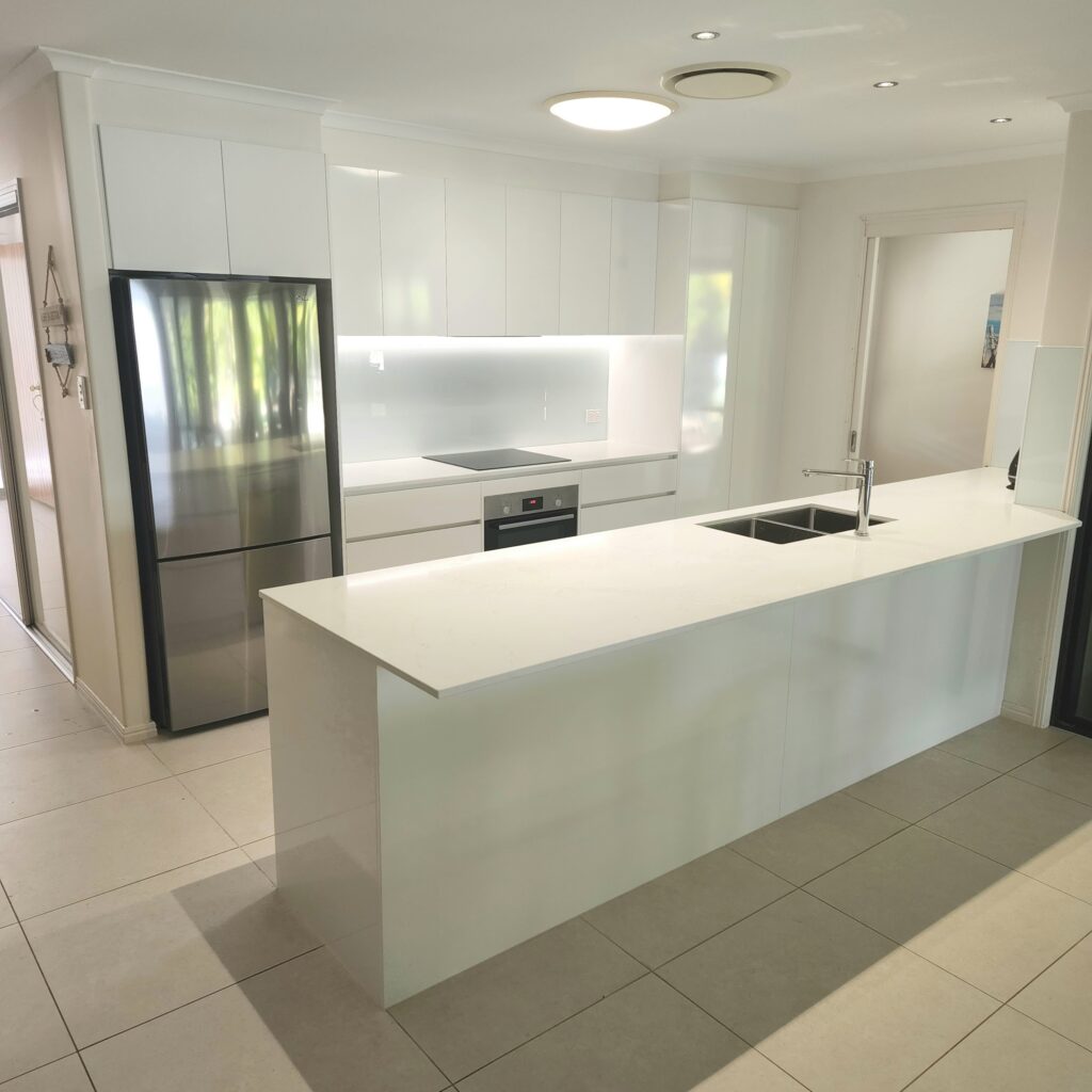 Stylish kitchen with LED lighting